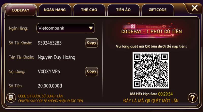 Các Cách Nạp Tiền Sunwin Chi Tiết Và Nhanh Nhất 5 Nạp Qua CodePay
