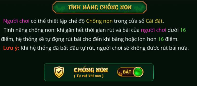 Xì Dách Hoàng Gia Là Gì? Mẹo Chơi Đỉnh Nóc Từ Cao Thủ 7 Tính Năng Đặc Biệt: Chống Non